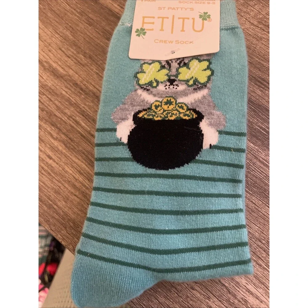 St Patrick's Day Cat with Gold Socks NWT St Patty's ET/TU